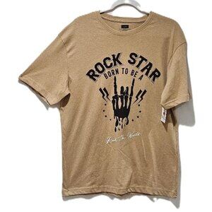 New ROCK MUSIC SKELETON “ROCK ON” FINGERS GOTH PUNK ROCK STAR TEE  L (Mens)